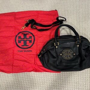 Tory Burch Black Satchel with Gold Accents